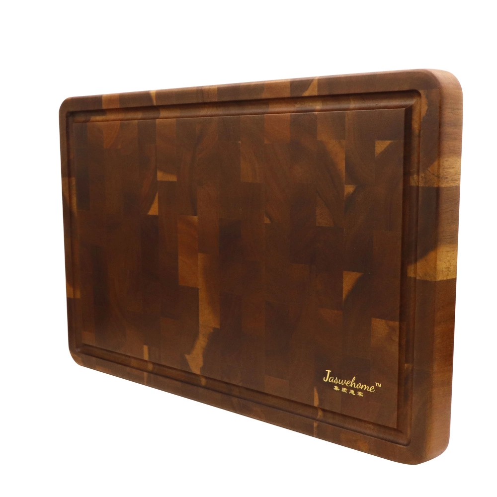 Jaswehome Acacia Chopping Board with Groove Acacia End Grain Cutting Board Wood